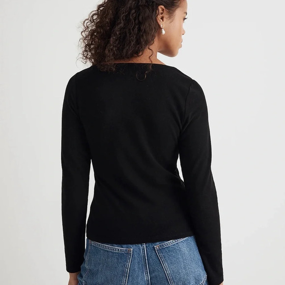 Madewell Asymmetrical Button-Front Black Cardigan Sweater Size XS - Picture 5 of 6